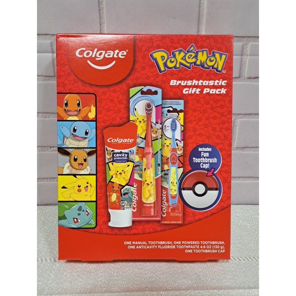 Colgate Pokemon‎ Brushtastic Gift Pack Toothbrush and Toothpaste Set Kids Red